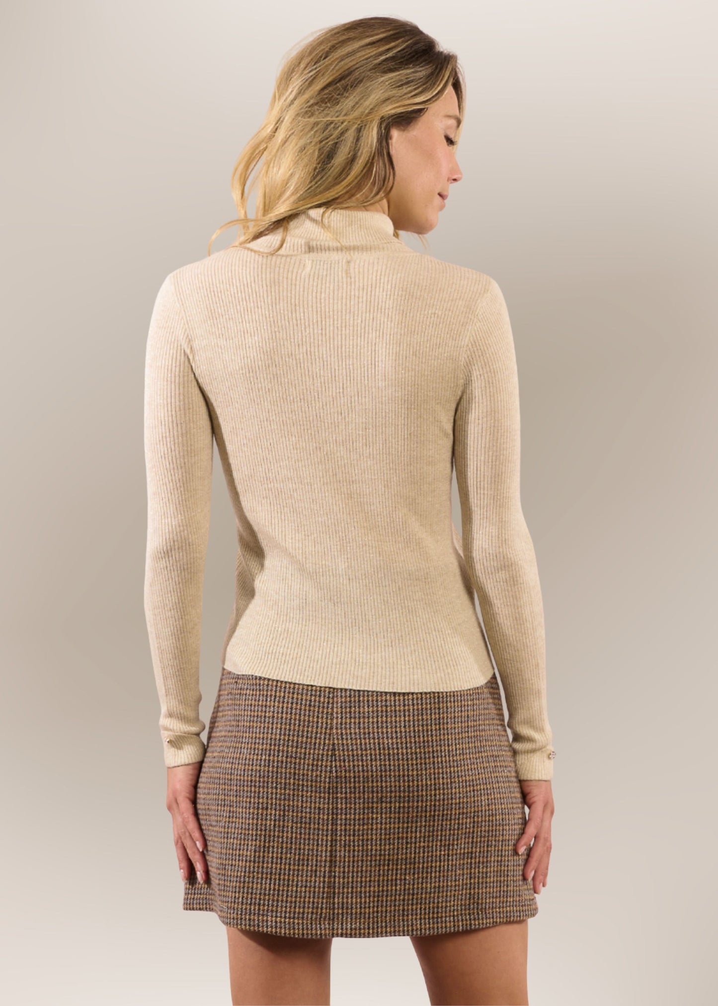 Pull Fin Col Roulé à Paillette