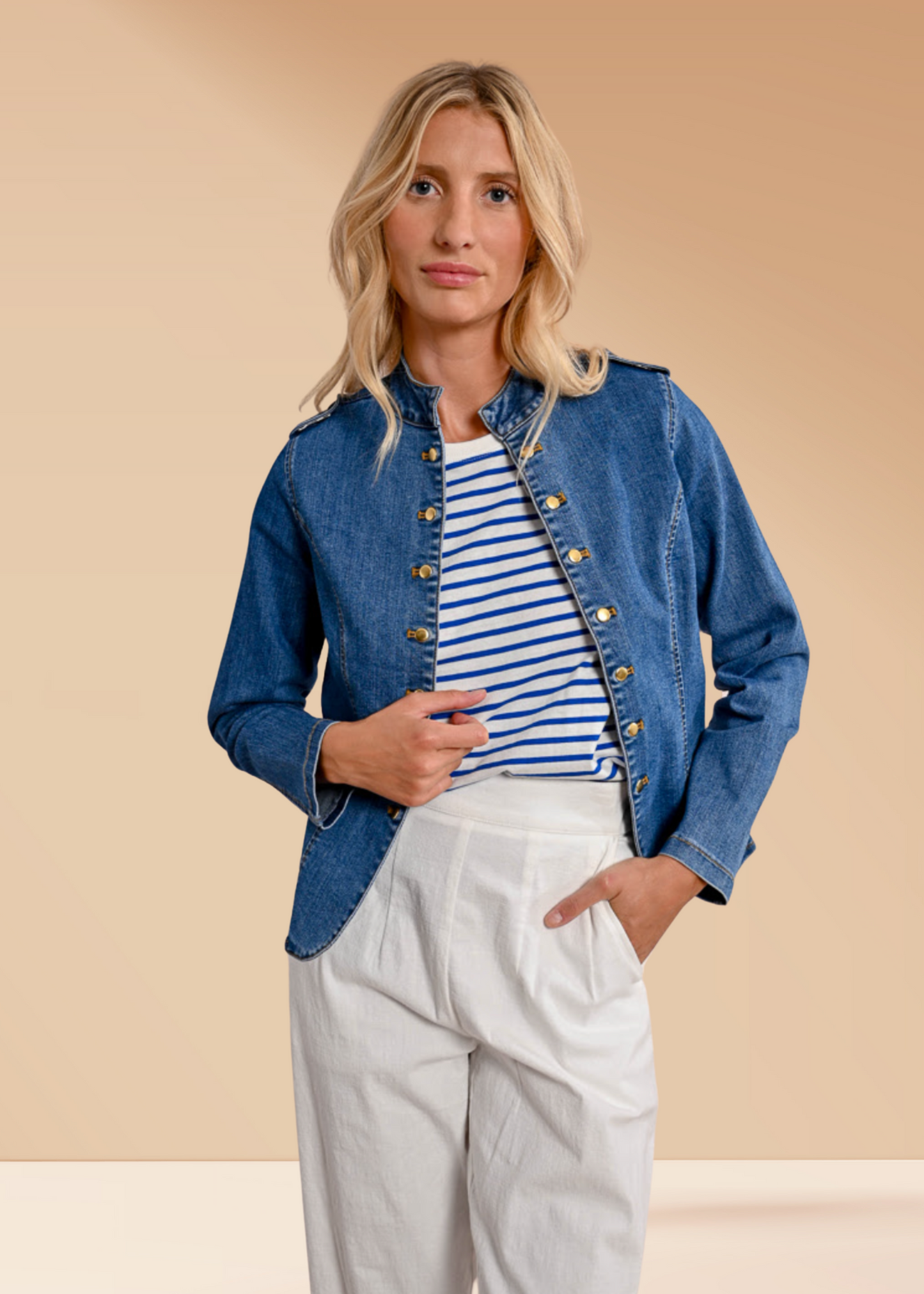 Veste en Jean avec Boutonnière
