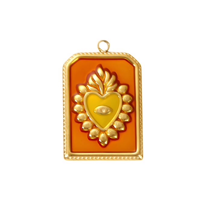 Amulette Coeur Orange