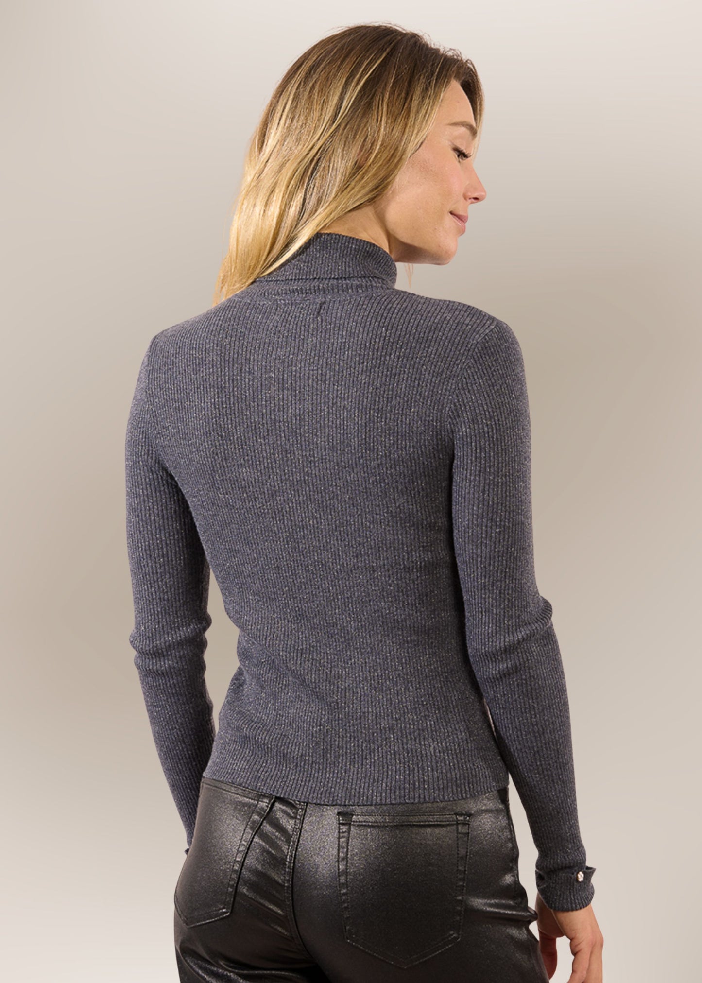 Pull Fin Col Roulé à Paillette