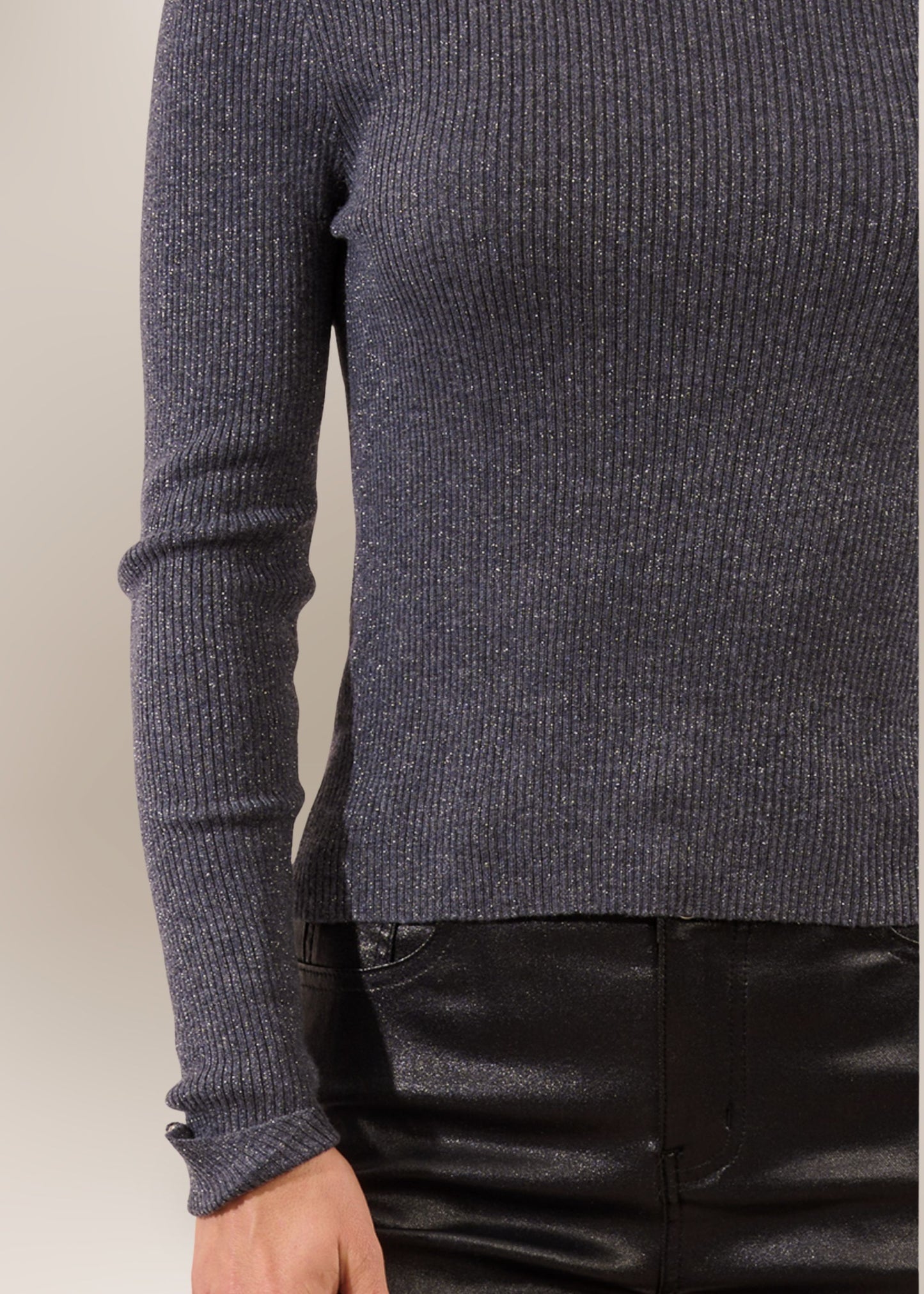 Pull Fin Col Roulé à Paillette