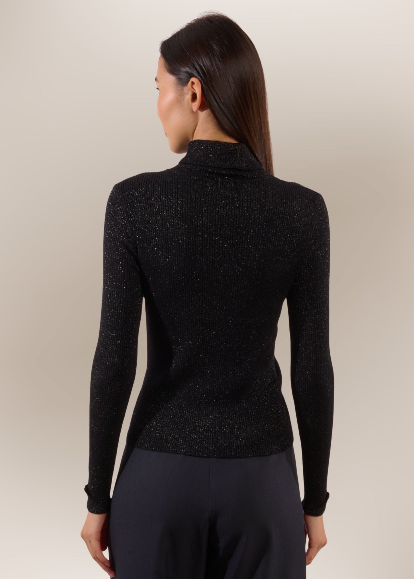 Pull Fin Col Roulé à Paillette