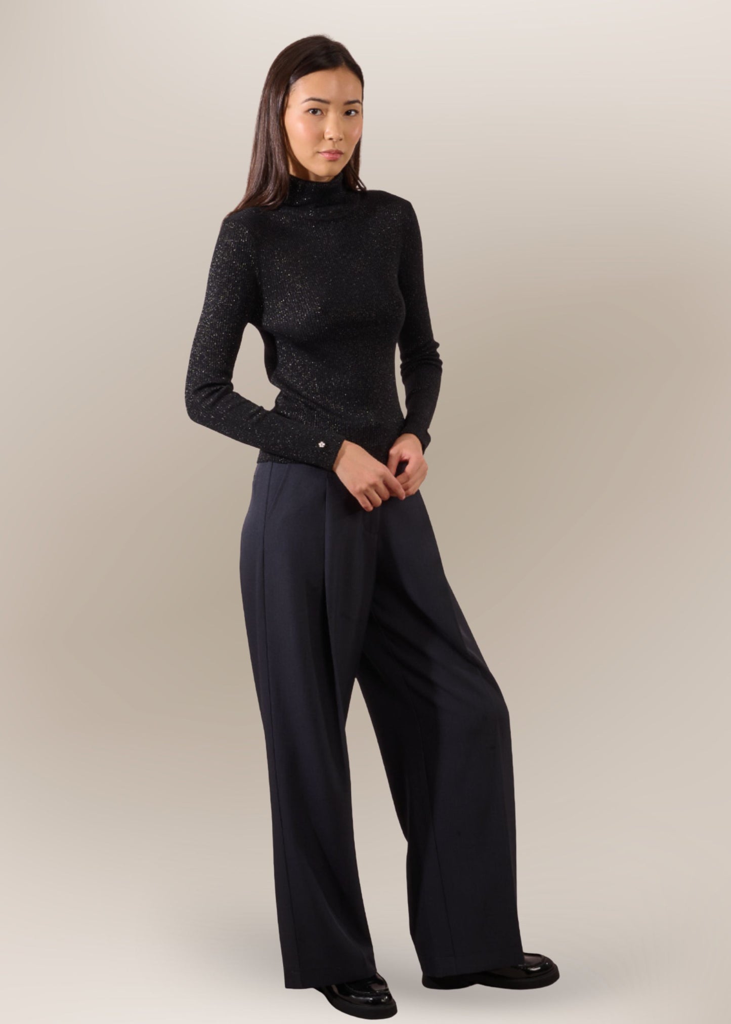 Pull Fin Col Roulé à Paillette