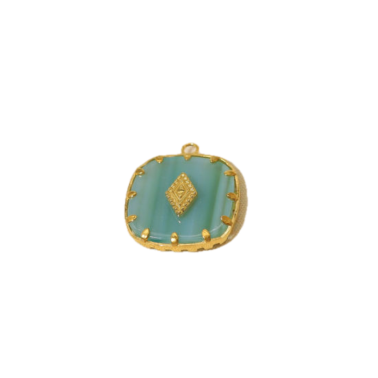 Médaillon bleu clair avec détails dorés - 20mm