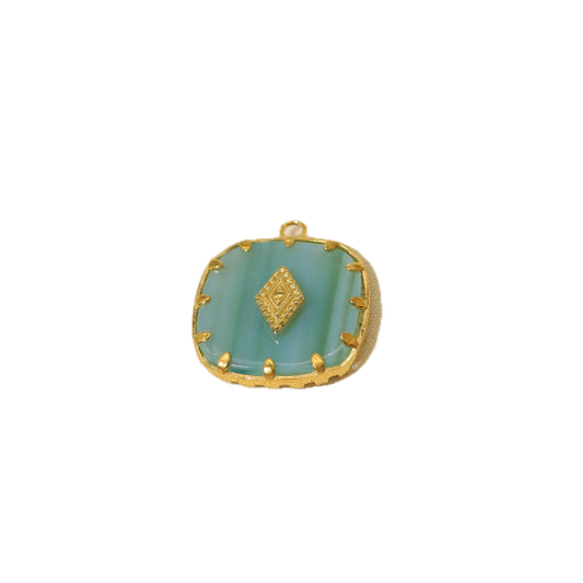 Médaillon bleu clair avec détails dorés - 20mm