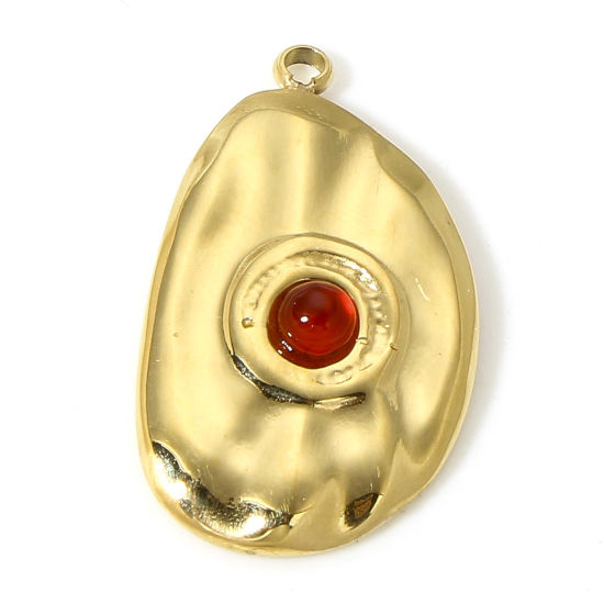 Médaillon pierre rouge - 22mm