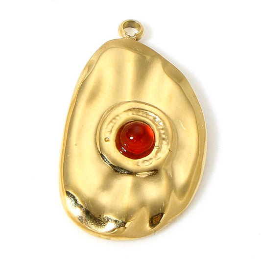 Médaillon pierre rouge - 22mm