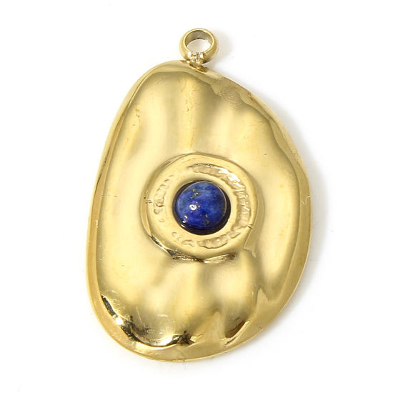 Médaillon pierre bleu - 22mm