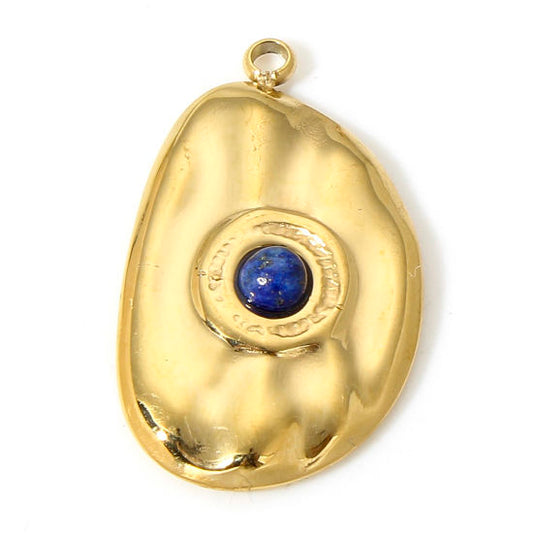 Médaillon pierre bleu - 22mm
