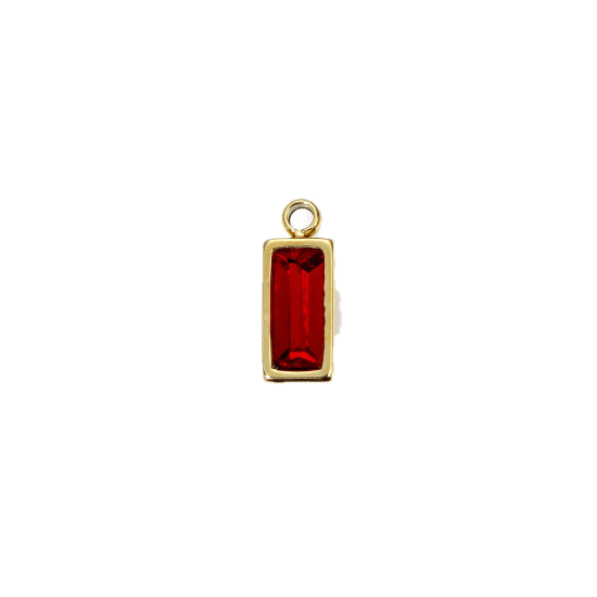 Strass rectangle rouge - 11mm