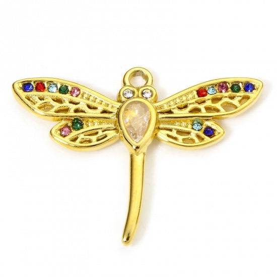Libellule strass multicolore - 21mm