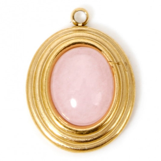 Médaillon perle rose - 18,5mm