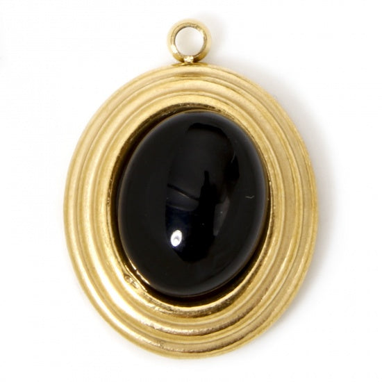 Médaillon perle noir - 18,5mm