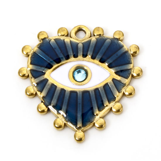 Coeur oeil sertie bleu canard - 20mm