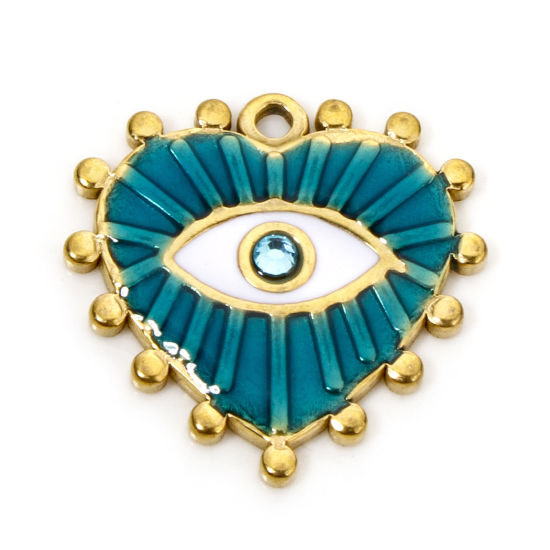 Coeur oeil sertie bleu clair - 20mm