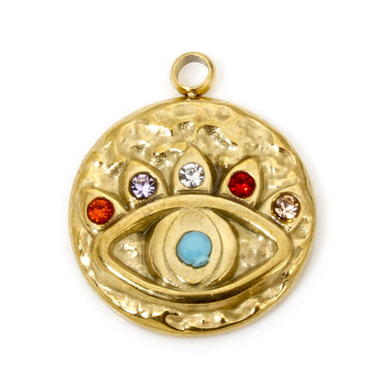 Médaillon oeil strass multicolore 2 -18,5mm