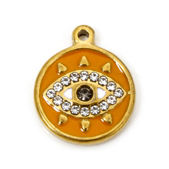 Oeil rond strass orange - 18,5mm