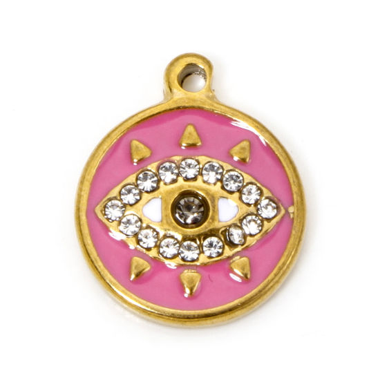 Oeil: rond strass rose - 18,5mm
