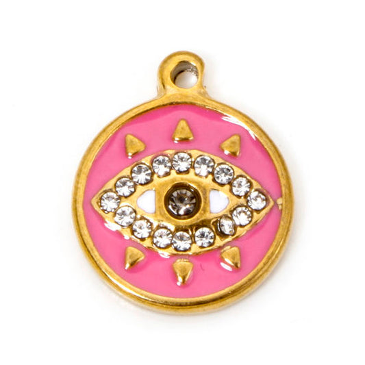 Oeil: rond strass rose - 18,5mm