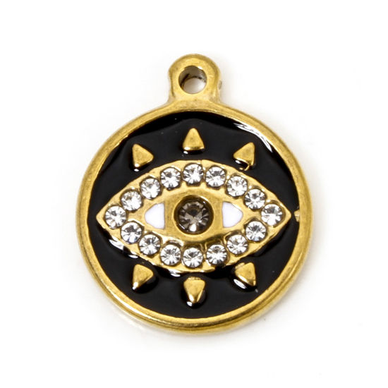 Oeil rond strass noir - 18,5mm