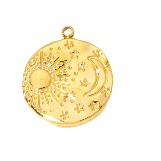 Médaillon soleil, lune et étoiles - 23mm