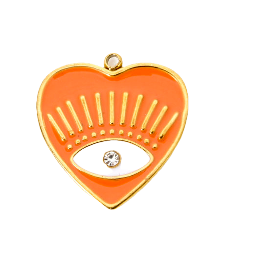Coeur oeil orange - 19,5mm