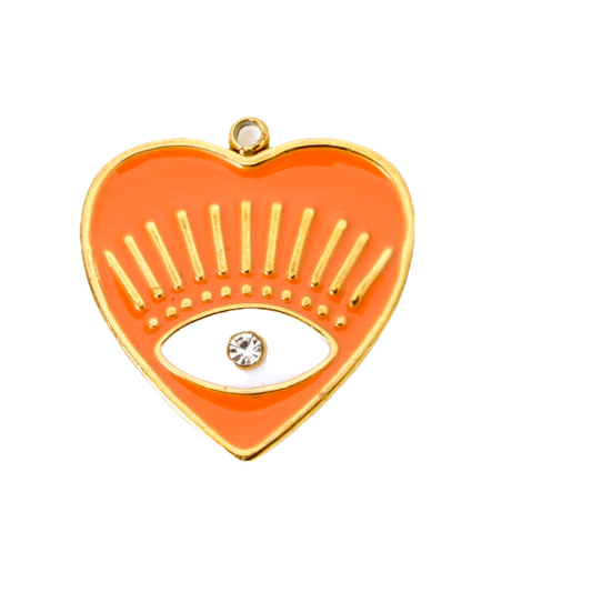 Coeur oeil orange - 19,5mm