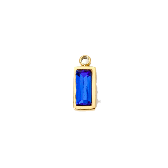 Strass rectangle bleu - 11mm