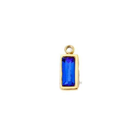 Strass rectangle bleu - 11mm