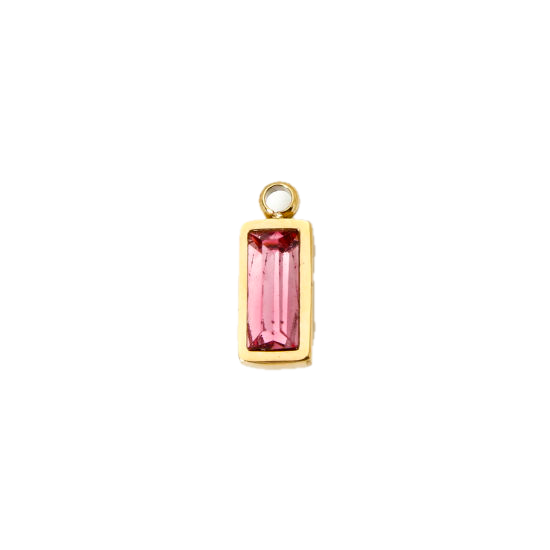 Strass rectangle rose - 11mm