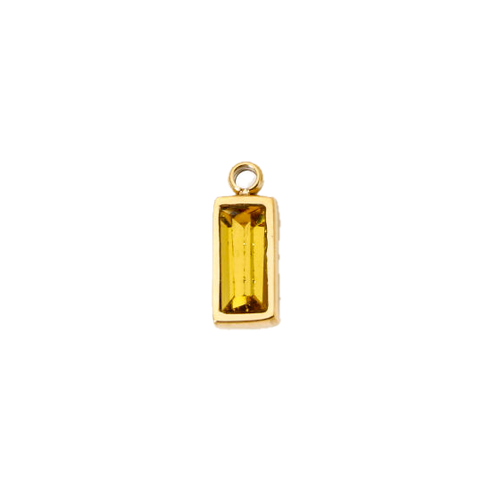 Strass rectangle jaune - 11mm