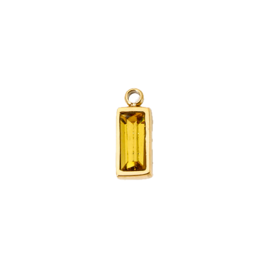 Strass rectangle jaune - 11mm