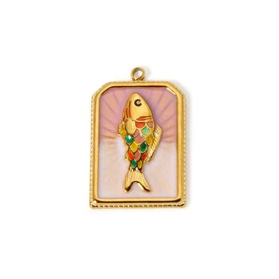Médaillon sardine dégradé de rose - 28mm
