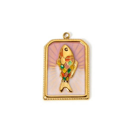 Médaillon sardine dégradé de rose - 28mm