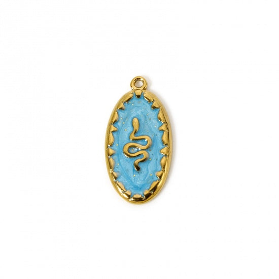 Médaillon Serpent bleu - 23mm