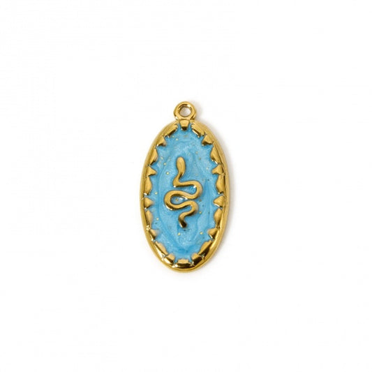 Médaillon Serpent bleu - 23mm