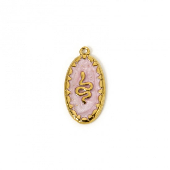 Médaillon serpent rose - 23mm