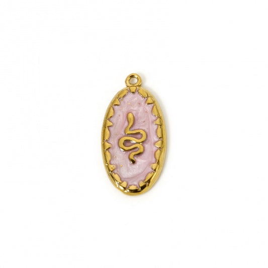 Médaillon serpent rose - 23mm