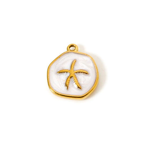 Médaillon étoile de mer blanc - 17mm