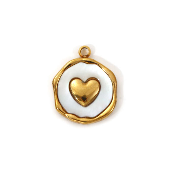 Médaillon Coeur nacré - 15mm