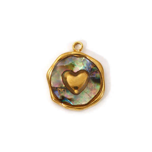 Médaillon Coeur en ormeau - 15mm