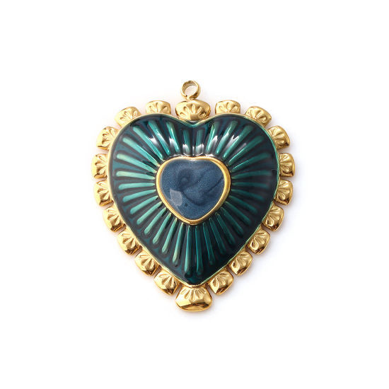 Coeur sertie bleu - 34mm