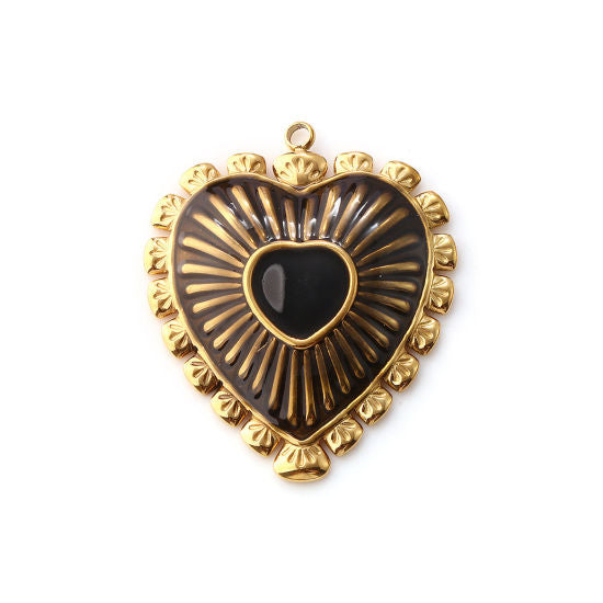 Coeur sertie noir - 34mm