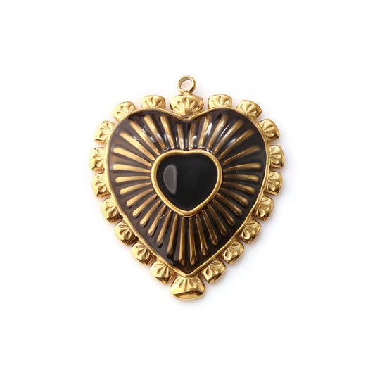 Coeur sertie noir - 34mm